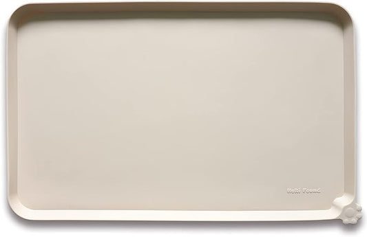 Hoki Found Large Silicone Pet Feeding Tray - Waterproof Dog Pet Cat Feeding Mat - Non Slip Pet Dog Cat Food Bowl Mats Placemat -Pet Water Mats for Carpet -Papayawhip