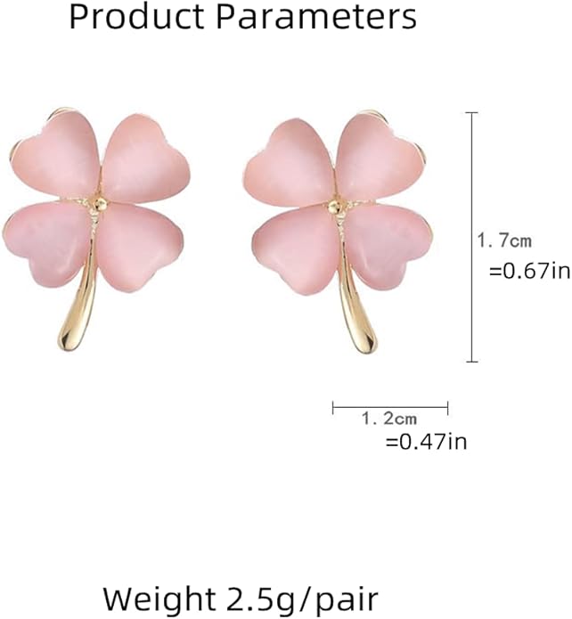 Green Cat Eye's Clover Flower Earrings for Women Girls 925 Sterling Silver Post Pin Hypoallergenic Lucky Love Heart 4 Leaf Petal Small Cute Studs Earring Dainty Gifts for Mother Sister Aunt