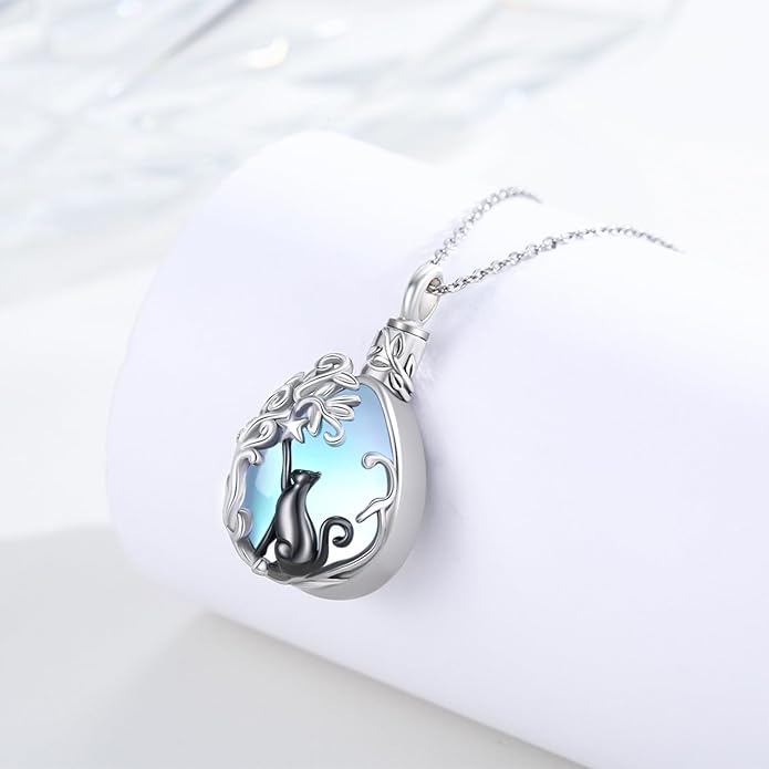JUSTKIDSTOY Dog/Cat/Hummingbird Urn Necklace for Ashes S925 Sterling Silver Heart Cremation Jewelry Keepsake Memorial for Women