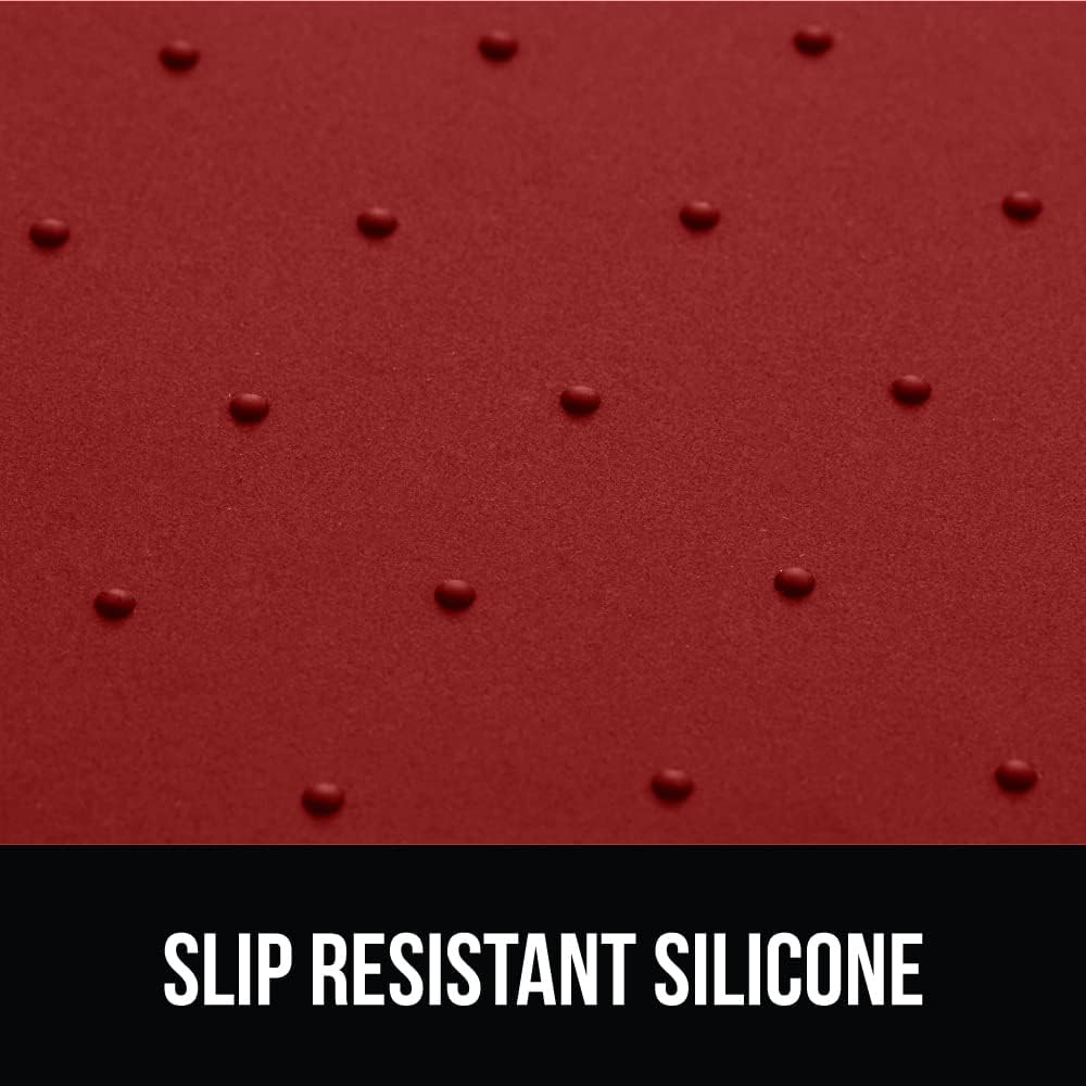 GORILLA GRIP 100% Waterproof Raised Edge BPA Free Silicone Pet Feeding Mat, Dog Cat Food Mats Contain Spills Protects Floors, Placemats for Cats and Dogs Water Bowl, Pets Accessories 28x18 Red