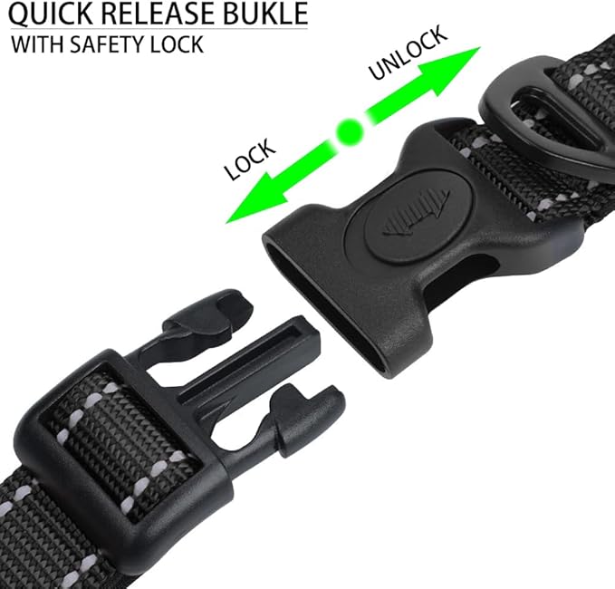 JSXD AirTag Dog Collar, Night Reflective Nylon Dog Collar for Small Medium Large Dogs,Lockable Quick Release Buckle,Padded Breathable Pet Collar with AirTag Holder (Black, Small)