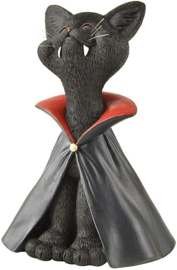 JFSM INC. Holiday Stocking Stuffer - Whimsical Black Cat Vampire Figurine Cat Home Office Decoration - Gifts for Cat Lovers, Purrfect