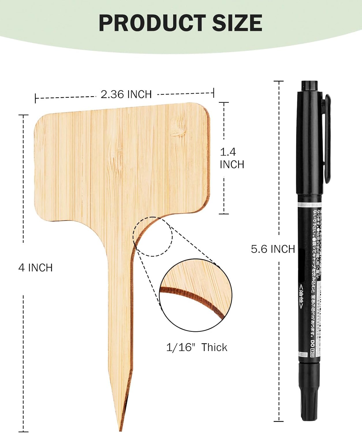 Homenote Bamboo Plant Labels 100Pcs Plant Tags for Seedlings T-Type Tags for Plants Outdoor Garden Markers Vegetable Seedling(2.36 * 4“