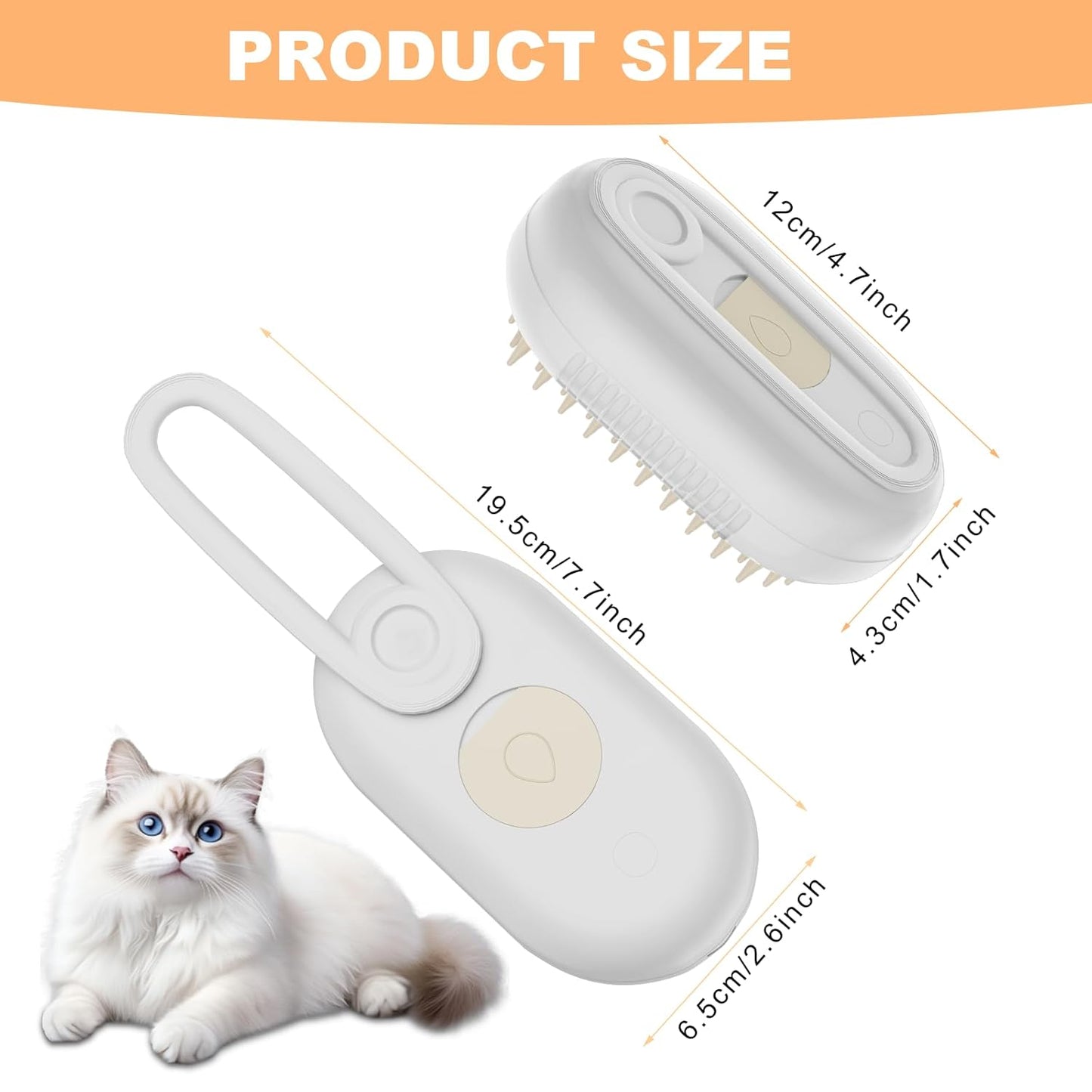 4 in 1 Cat Steam Brush for Shedding,Rechargeable Steam Pet Brush With Rotating Handle for Massaging, Self-Cleaning, and Pet Hair Removal for Long and Short Hair of Cat and Dog (Beige)