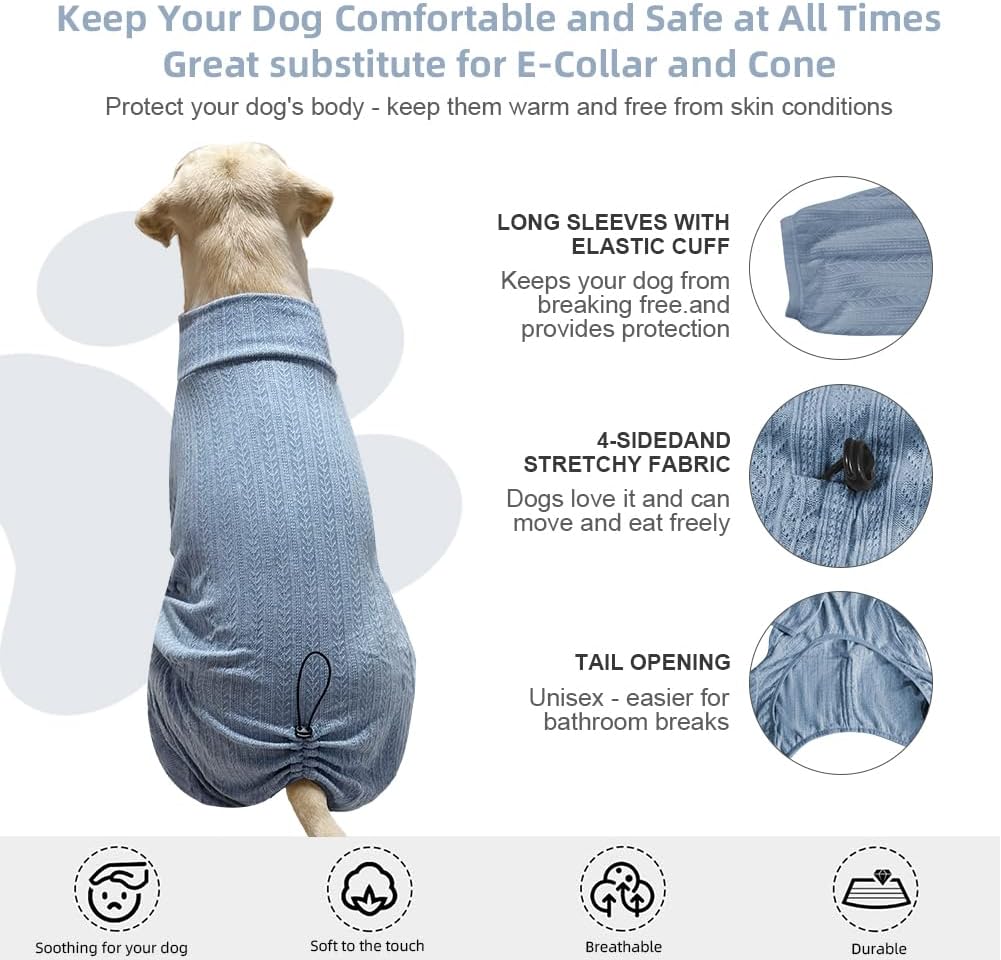 Dog Pyjamas PJS Sweater Clothes and Home Clothing Suitable for Medium to Large Breeds of Dogs, Dog Neutering Suits, Extra-Large Stretch Fabric, Four-Legged Clothes(Sweater Blue, XL)