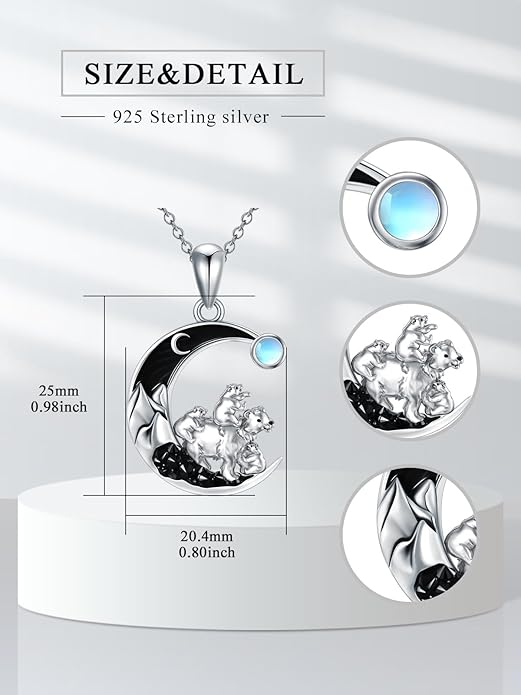 Gothic Jewelry Bat/Cat/Wolf/Dragon/Owl/Fox/Spider/Sun Pendant Sterling Silver Crescent Moon Necklace for Women Girls Black Jewelry Gifts