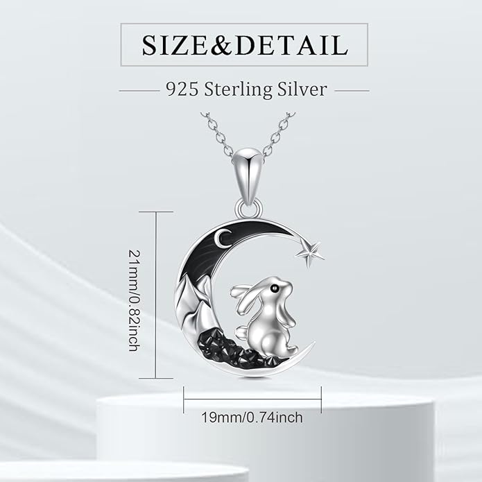 Gothic Jewelry Bat/Cat/Wolf/Dragon/Owl/Fox/Spider/Sun Pendant Sterling Silver Crescent Moon Necklace for Women Girls Black Jewelry Gifts