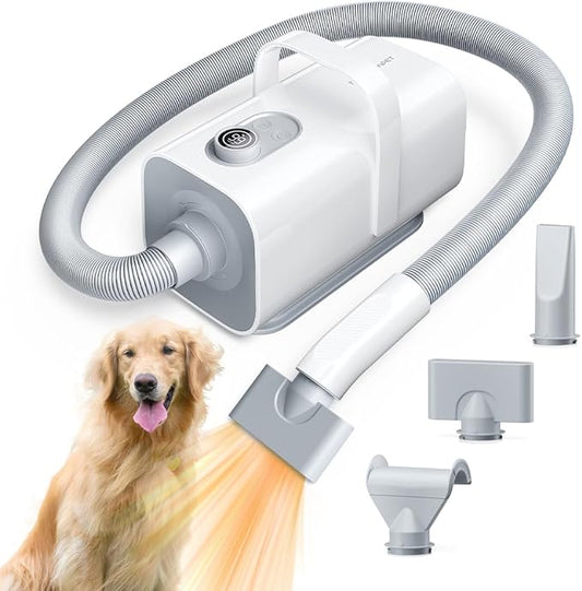 HomeRunPet Dog Dryer, Pet Hair Dryer with 99 Adjustable Wind Speed and Temperature Control, 3 Different Nozzles, Quiet Dog Blow Dryer, Professional Pet Hair Drying for Dogs