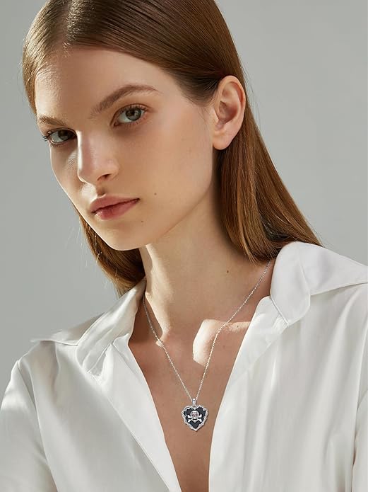 Gothic Necklace 925 Sterling Silver Cat Pumpkin/Spider/Skull Necklace Gothic Jewelry for Women Daughter