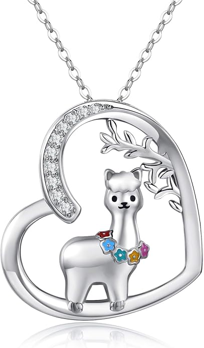 JUSTKIDSTOY Llama Necklace Jewelry Sterling Silver Cute Animal Alpaca Pendant Necklace Birthday Gifts for Women
