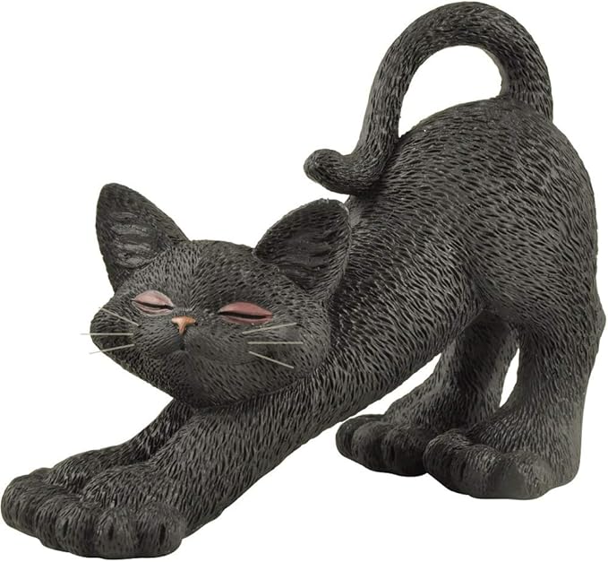 JFSM INC. Whimsical Black Cat Stretching Figurine Cute Collectible - Happy Cat Collection - Gifts for Cat Lovers, Cat Lover Gifts for Women, Cat Lover Gifts for Men, Cat Decor for Cat Lovers