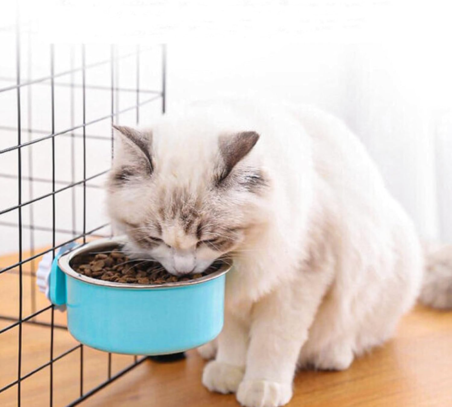 HERCOCCI Dog Crate Bowl, Removable Stainless Steel Pet Kennel Cage Hanging Food Bowls and Water Feeder Coop Cup Prevent Overflow for Puppy, Medium Dog, Cat, Rabbit, Ferret