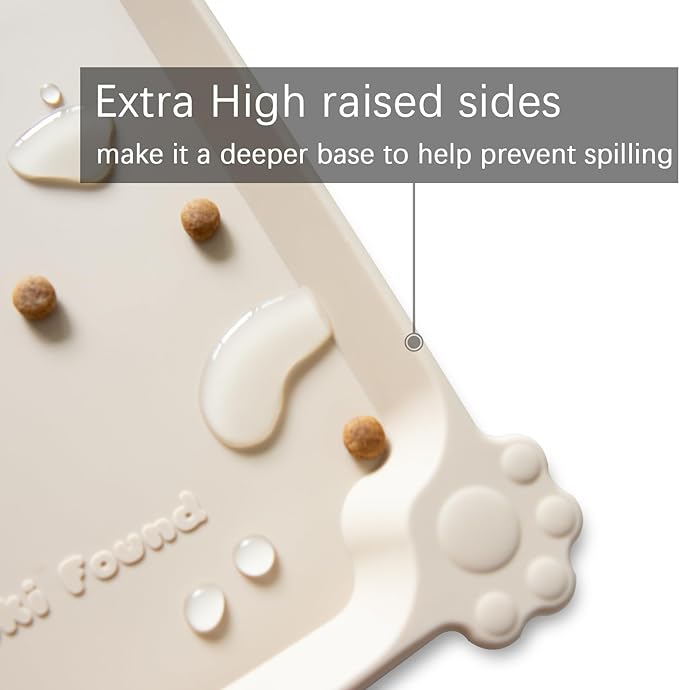 Hoki Found L Silicone Non Slip Pet Dog Cat Bowl Mats - Waterproof Dog Cat Food Mats for Carpet - PapayaWhip