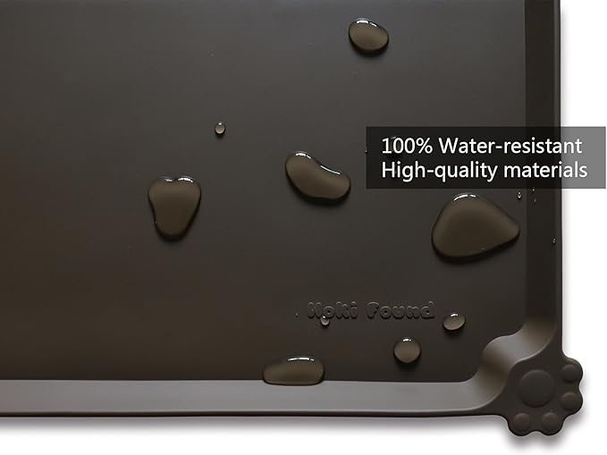 Hoki Found Silicone Pet Food Mats Tray - Non Slip Pet Dog Cat Bowl Mats Placemat - Dog Pet Cat Feeding Mat - Waterproof Dog Cat Food Mats -Pet Water Mats for Carpet - Coffee