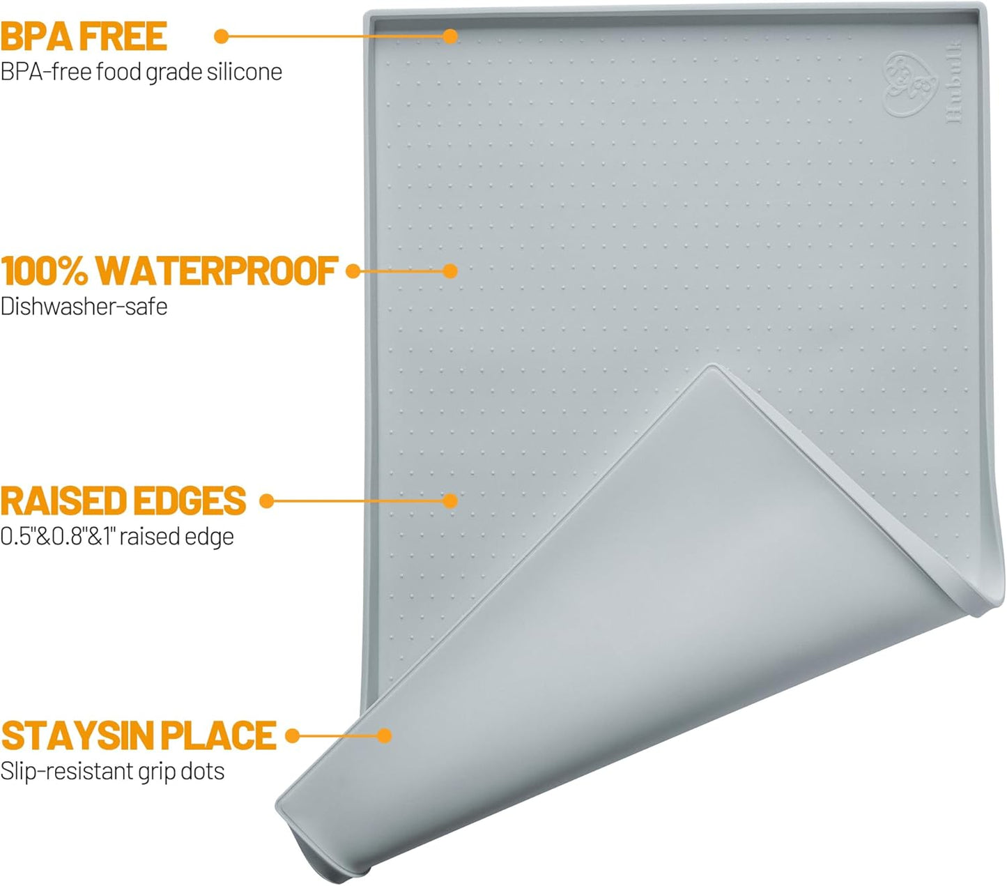 Hubulk Dog Feeding Mat,100% Waterproof Food Grade Silicone Pet Food and Water Bowl Placemat,Dishwasher, High Raised Edge to Prevent Spills,Nonslip Tray to Stop Messes on Floor(24"x16"x0.5", Mist)