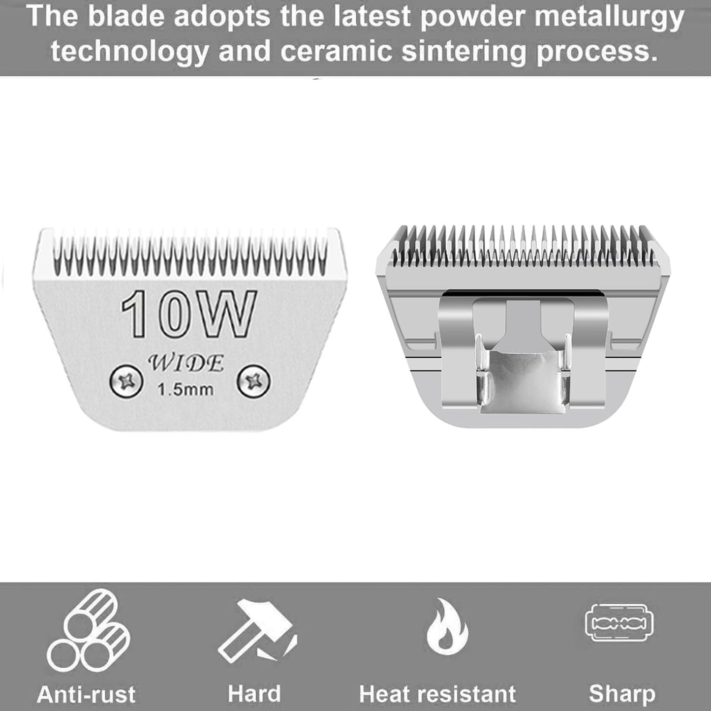 3PCS Wide Blades for Dog Grooming Blades Compatible with Andis,Oster A5,Wahl km10 Dog Clippers Stainless Steel Blades Blades for Animal Dog,Cat,Horse,Silver Size #10W+30W+5FW