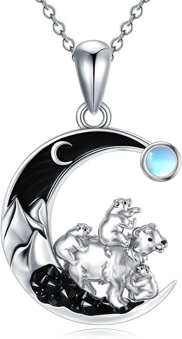 Gothic Jewelry Bat/Cat/Wolf/Dragon/Owl/Fox/Spider/Sun Pendant Sterling Silver Crescent Moon Necklace for Women Girls Black Jewelry Gifts
