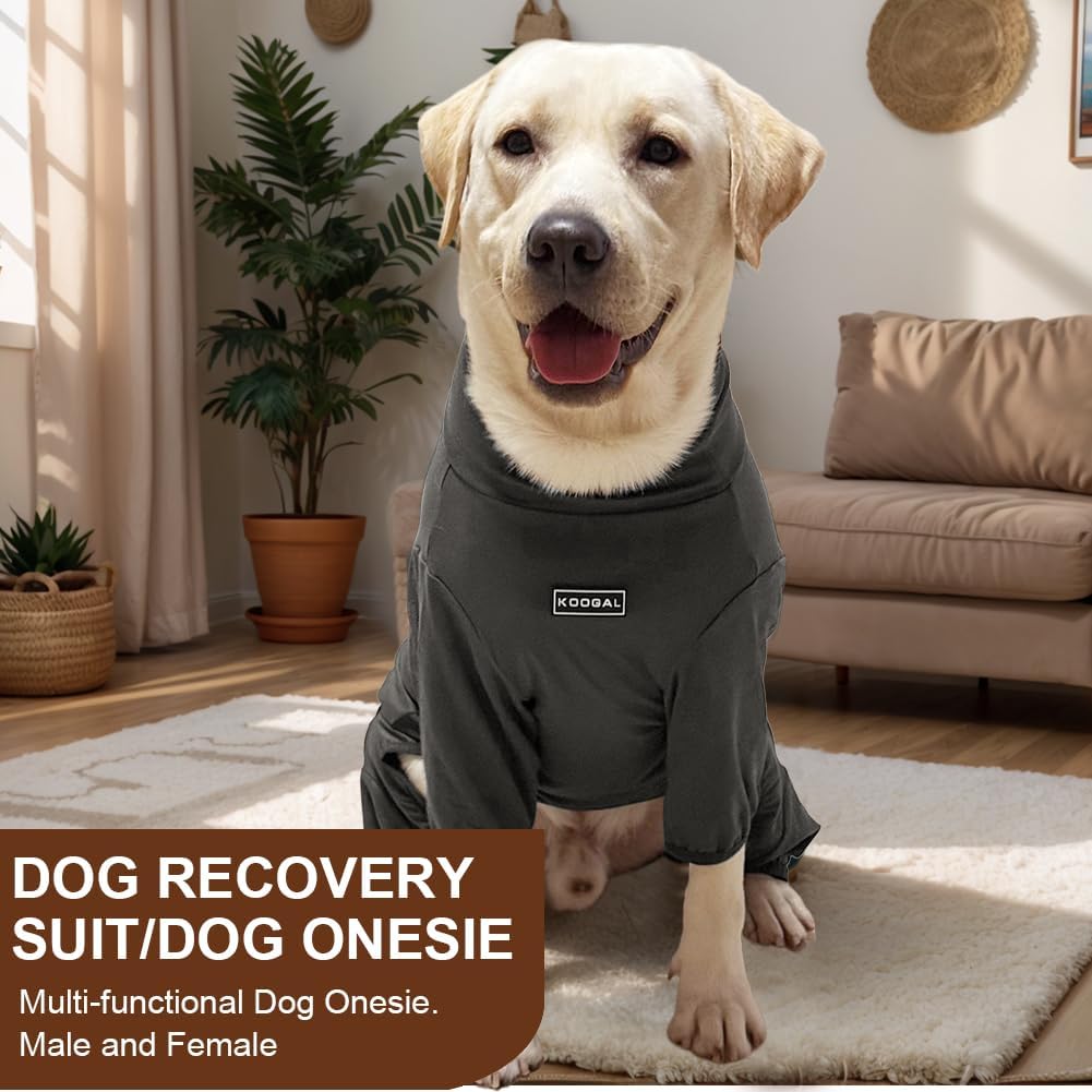Dog Pyjamas PJS Sweater Clothes and Home Clothing Suitable for Medium to Large Breeds of Dogs, Dog Neutering Suits, Extra-Large Stretch Fabric, Four-Legged Clothes (Thin Dark Gray, 3XL)