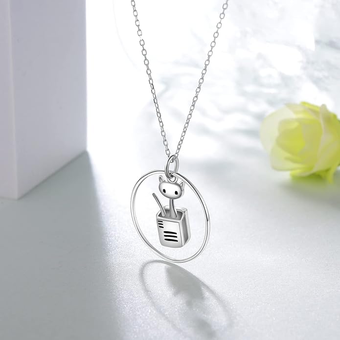 Highland Cow/Unicorn/Turtle/Moon Fairy/Axolotl/Owl/Mermaid/Cat/Cat and Girl/Frog/Wolf Necklace 925 Sterling Silver Animal Necklace Animal Jewelry Gifts for Women