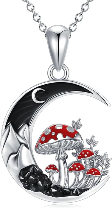 Gothic Jewelry Bat/Cat/Wolf/Dragon/Owl/Fox/Spider/Sun Pendant Sterling Silver Crescent Moon Necklace for Women Girls Black Jewelry Gifts