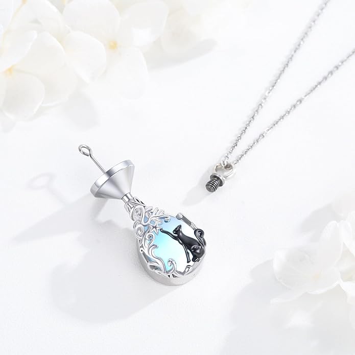 JUSTKIDSTOY Dog/Cat/Hummingbird Urn Necklace for Ashes S925 Sterling Silver Heart Cremation Jewelry Keepsake Memorial for Women
