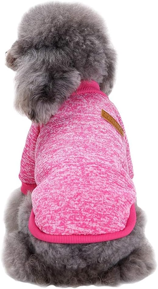 Jecikelon Dog Clothes Dogs Sweater Soft Puppies Clothing Winter Puppy Sweaters Warm Outfit for Dogs Small XXS XS Cat Apparel (Rose red, XS)