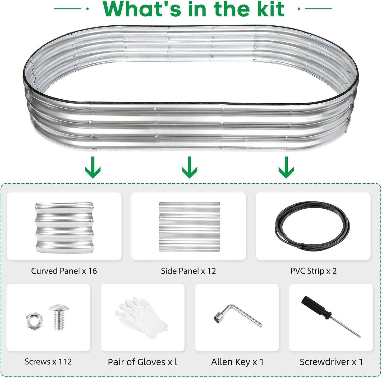 JERIA 2 Pcs 6×3×1ft Oval Raised Garden Bed,Galvanized Raised Garden Bed Kit Outdoor Metal Gardening Planter Box for Vegetable, Fruits, Flower,Herbs
