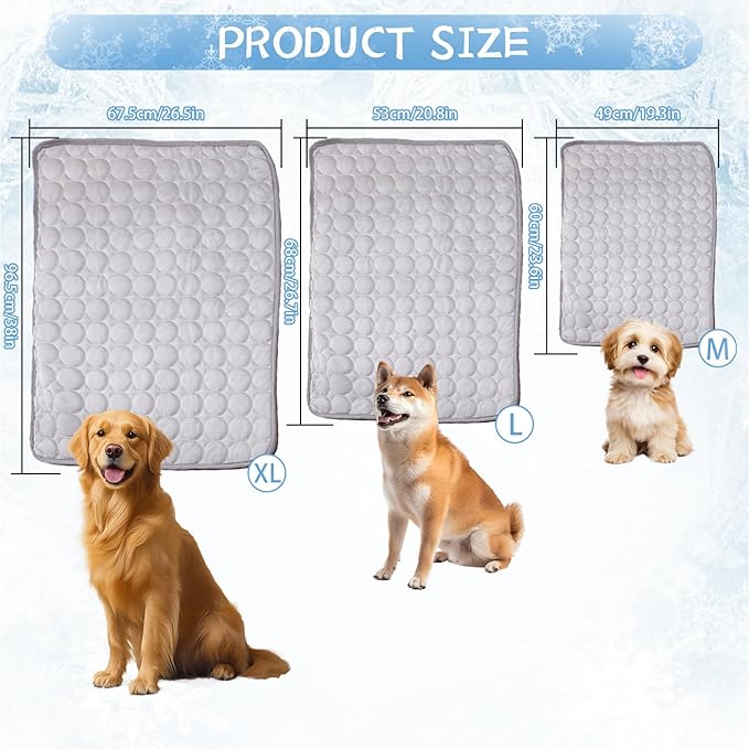 Dog Cooling Mat,2025 Upgrade Pet Cooling Mat for Dogs Cats,Summer Ice Silk Cool Mats & Sleeping Pad for Indoor or Outdoor,Perfect as Blanket for Kennel Sofa Bed Floor Car (Grey, Large, 26.7"x20.8")