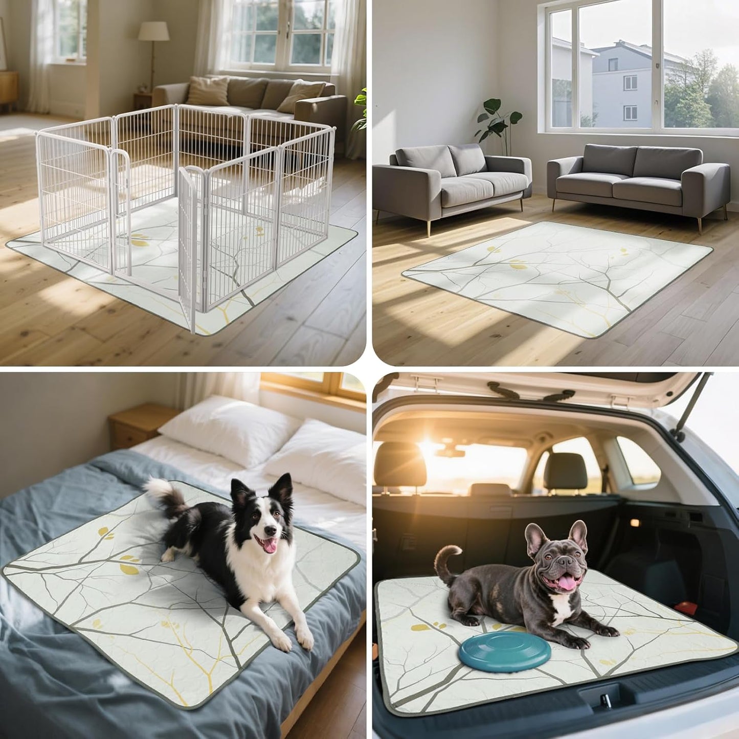 FXW Washable Pee Pads for Dogs, Puppy Pads with Super Absorbent, Specifically Designed for Potty Training, 35" Square, Branch, 2 Packs