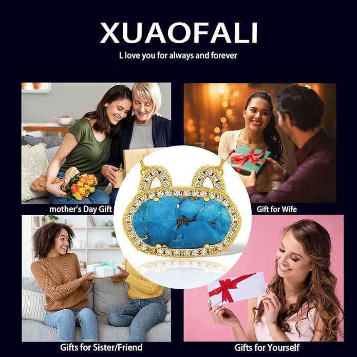 Fashion Jewelry Cat Necklace Collection for Women - Gold & Silver Plated Brass Pendant with Natural Gemstone, Dainty Cute Animal Jewelry Gift (Multiple Styles)