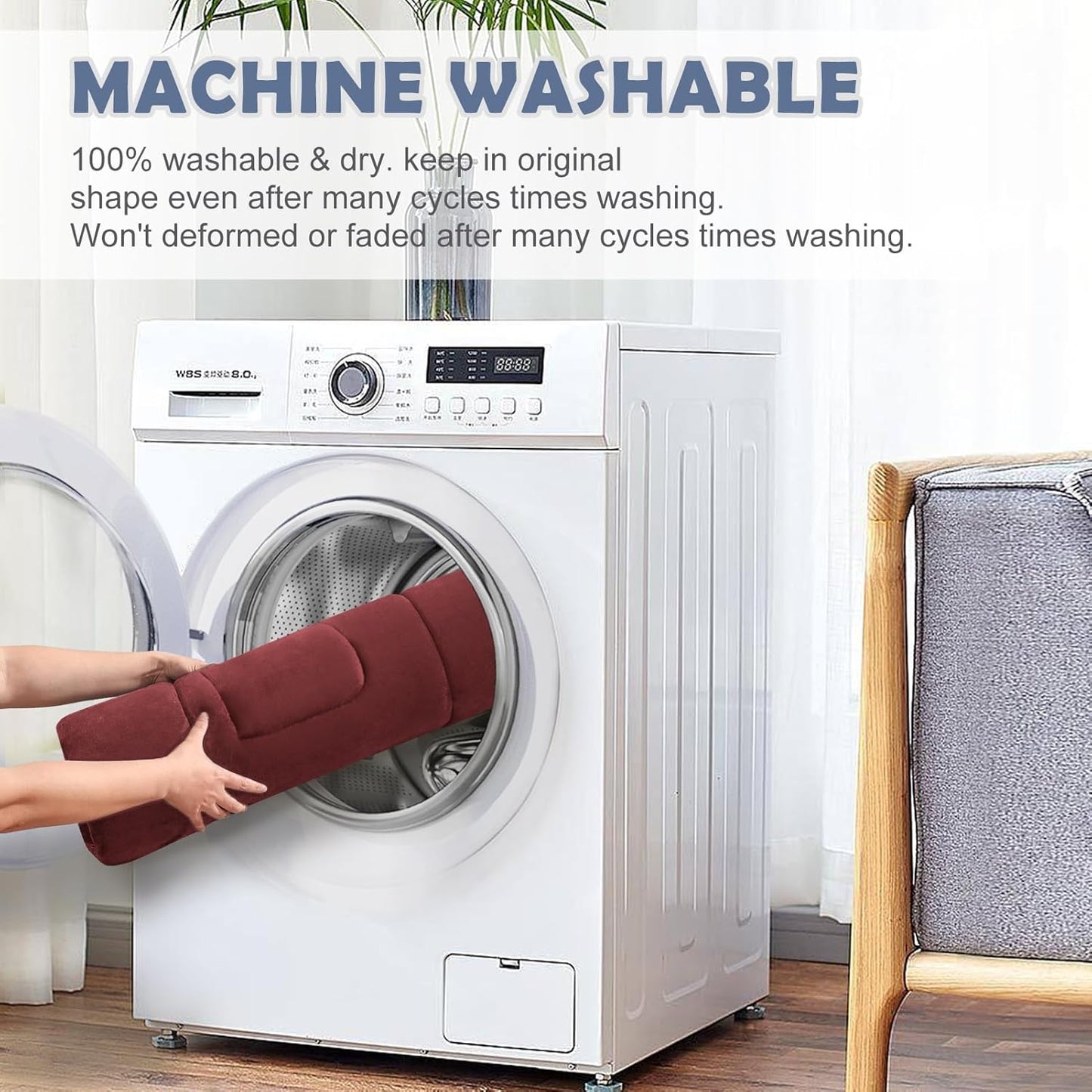 JoicyCo Soft Dog Crate Bed Pad Mat, 42 in Non-Slip Bottom Washable for Large Dogs, Pet Mattress Kennel Pad, Dark Red