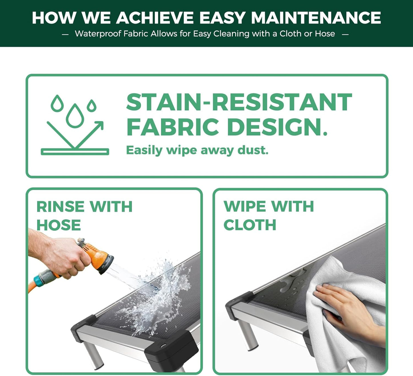 FXW TitanNest Chew-Proof Elevated Dog Bed, Raised Cot for Indoor/Outdoor/Camping Use, Durable & Washable Padded Pet Bed for Small Dogs, 36.0" L x 24.0" W x 4.5" H, Gray