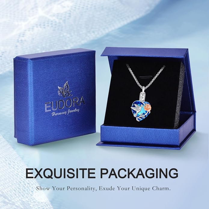 EUDORA Sterling Silver Urn Necklace for Ashes for Women Men, Ash Pendant for Human Cat Dog Ashes, Necklace for Ashes of Loved One Dad Mom Papa Pet Cremation Souvenir Jewelry for Funeral, 20inch