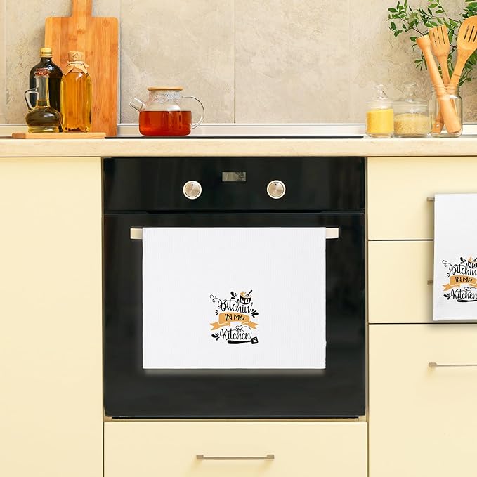 Funny Kitchen Towels with Adult Humor Sayings No Bixxhin' in My Kitchen Dish Towels Sweet Housewarming Gift Trendy Hostess Gift Decorative Kitchen Dishcloths for Women Sister Aunt Friend