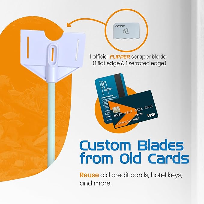 FL!PPER Flipper Platinum Aquarium Algae Scraper | Glass & Acrylic Tank Cleaner with Serrated Blade for Efficient Aquarium Maintenance (10” Rigid Shaft)