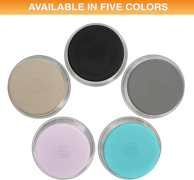 Neater Pet Brands Stainless Steel Dog Bowls with Non-Slip Rubber Bottom – 3 Cup (24 oz), Tan - Set of 2 Heavy Duty Metal Dog Bowls, Dishwasher Safe, Food or Water Bowl, Ideal for Small to Medium Dogs