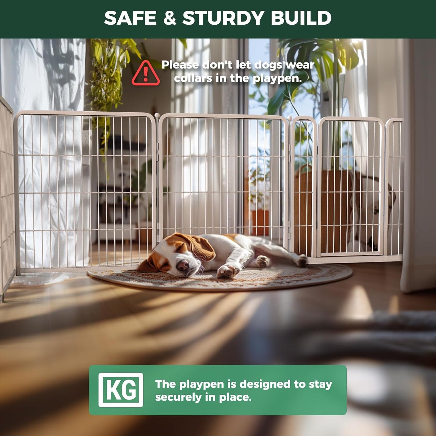 FXW Homeplus Unleashed Indoor Dog Playpen - Stress-Free and Safe Play, Heavy Duty 32 Inch 6 Wire Panels Dog Pen for Small and Medium Dogs, White│Patented