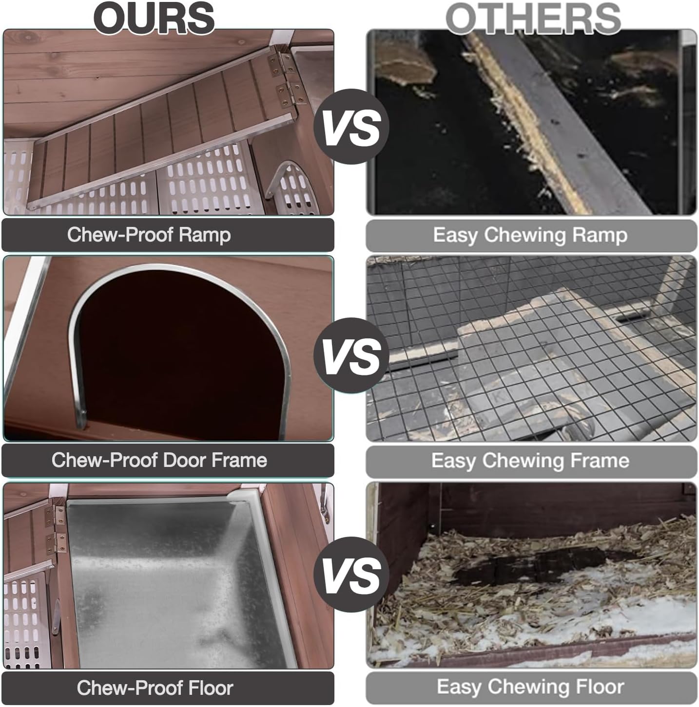 Guinea Pig Cage Indoor with Cool Zinc Plate Rabbit Hutch with Wheels and Removable Proof Tray Elevated Legs Hamster Cage with Chew-Resistant Metal Frame 36.6" L(Brown)