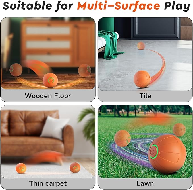 Interactive Small Dog Toy Ball, 2 Inch Smart Jumping Ball for Puppy/Small Dogs, Activated Automatic Bouncing Moving Vibrating, Dog Toy for Small Dogs to Keep Them Busy(Orange)