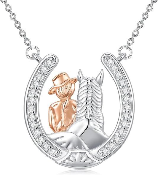 Horse/Bunny/Dog/Cat Necklace 925 Sterling Silver Women with Animal Pendant Necklace Jewelry Gifts for Women Animal Lovers