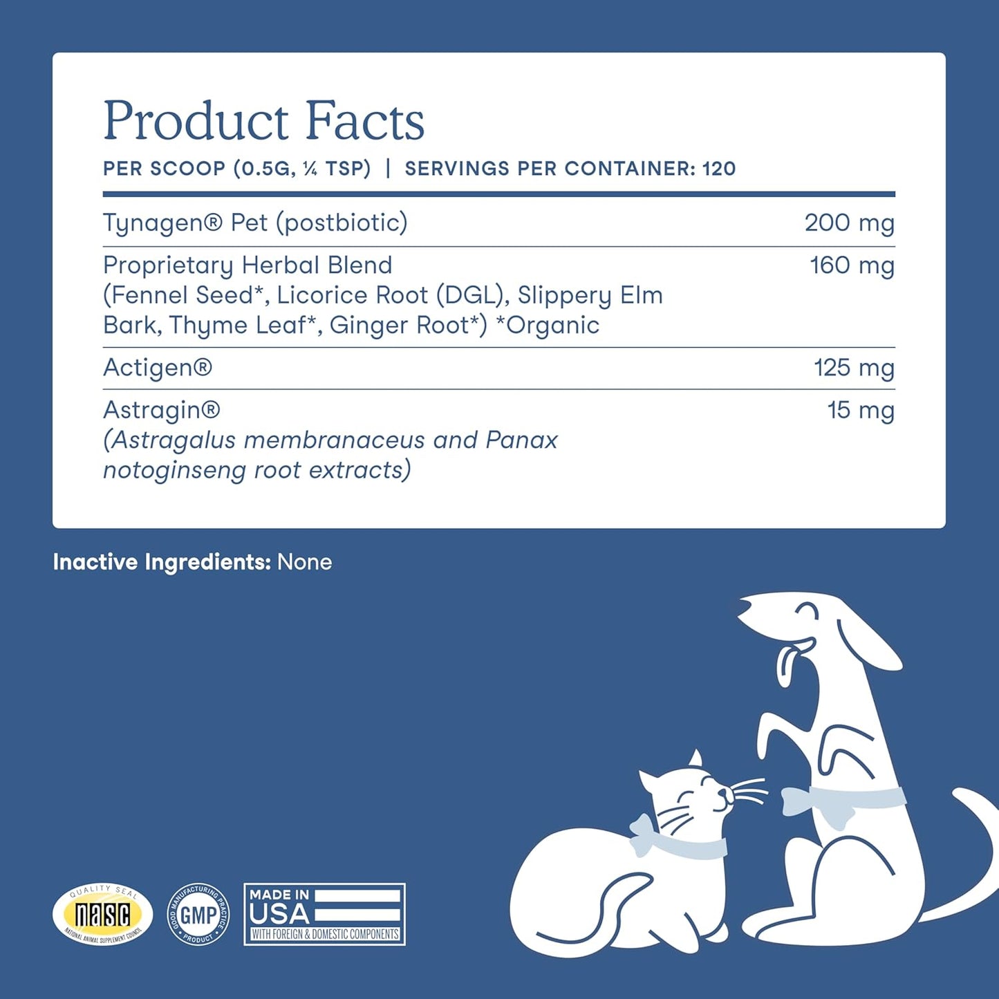 Fera Pets Postbiotics Plus Prebiotics for Dogs & Cats - with Slippery Elm - Promotes Optimal Digestive Health & Inflammatory Response - Enhances Immunity - 120 Scoops
