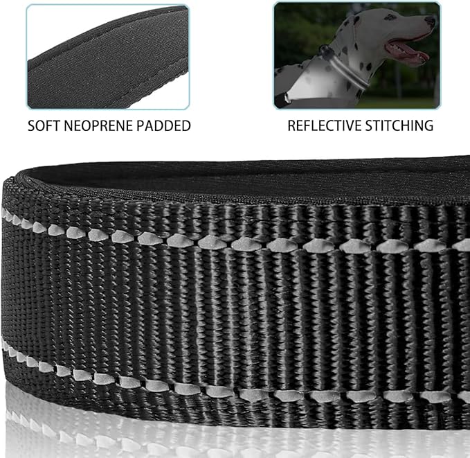 JSXD AirTag Dog Collar, Night Reflective Nylon Dog Collar for Small Medium Large Dogs,Lockable Quick Release Buckle,Padded Breathable Pet Collar with AirTag Holder (Black, Small)