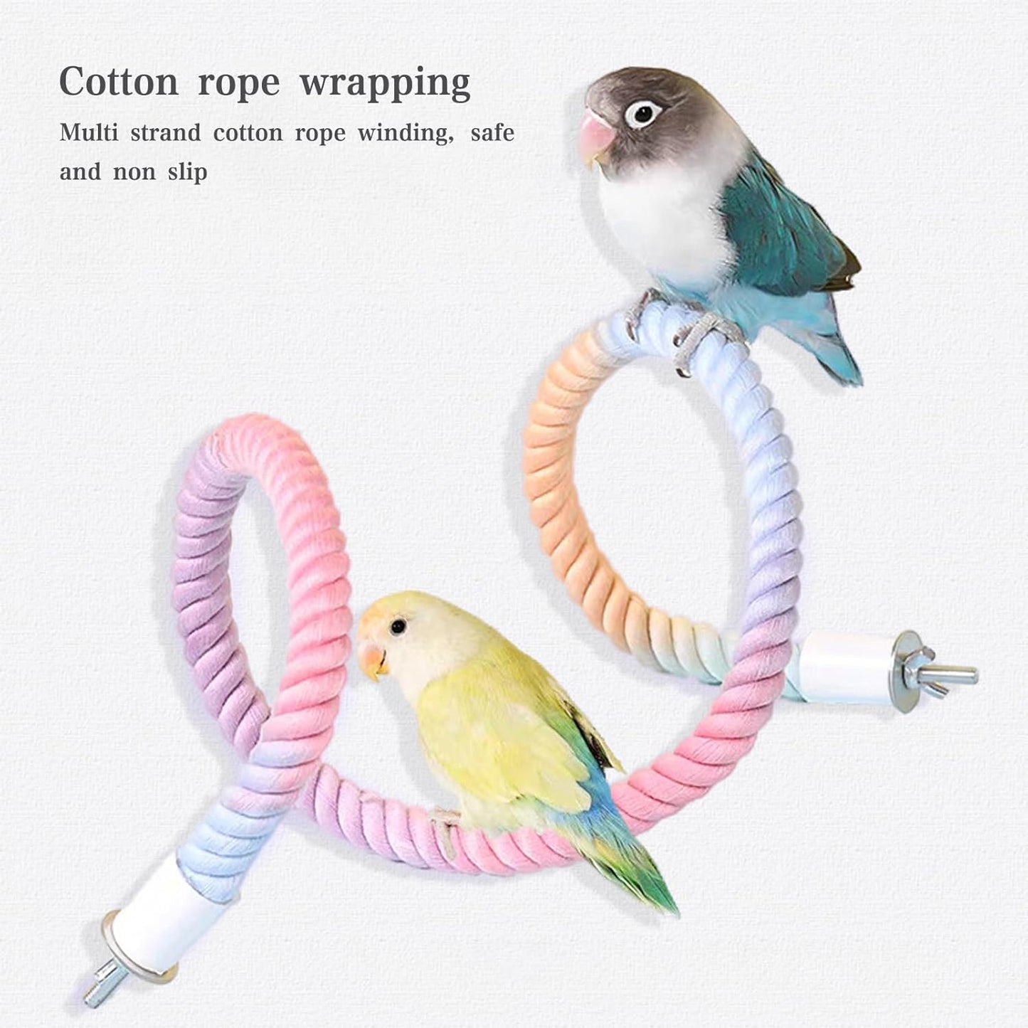 3pcs Gradient Colorful Bird Rope Perch Stand,Bird Cage Climbing Rope Toys Accessories,Bendable Climbing,Parakeet Lovebirds Cockatiels Budgies Play (9.8'',15.7'',39.3'')