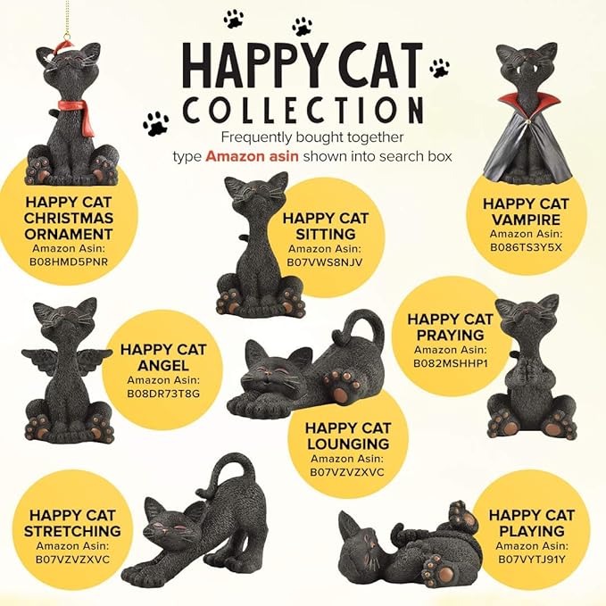 JFSM INC. Whimsical Black Cat Lounging Figurine Cat Home Office Decoration - Happy Cat Collection - Gifts for Cat Lovers, Cat Lover Gifts for Women, Cat Lover Gifts for Men, Cat Decor for Cat Lovers