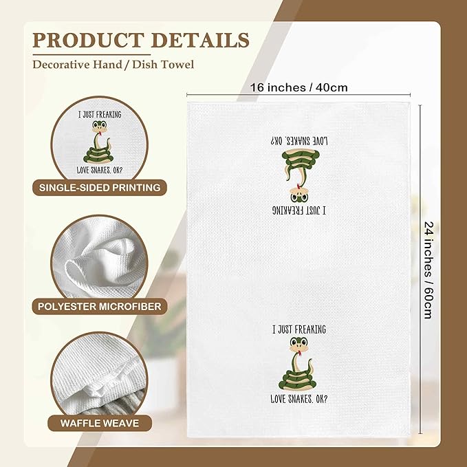 I Just Freaking Love Snakes Kitchen Towels Decorative Gifts for Snake Lovers 16x24, Snake Dish Towel Cloths Dishcloths Tea Towel, Snake Bathroom Kitchen Decor Hand Towel