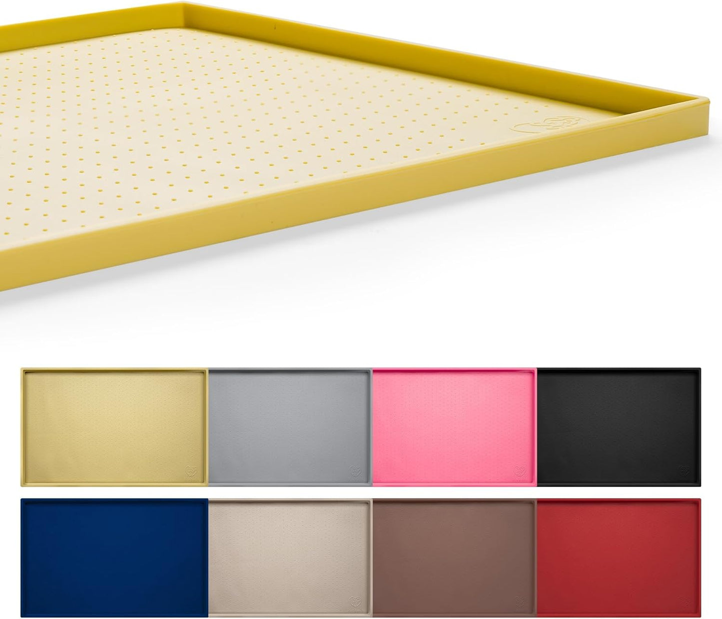 Hubulk Dog Feeding Mat,100% Waterproof Food Grade Silicone Pet Food and Water Bowl Placemat,Dishwasher, High Raised Edge to Prevent Spills,Nonslip Tray to Stop Messes on Floor(28"x18"x0.8", Yellow)