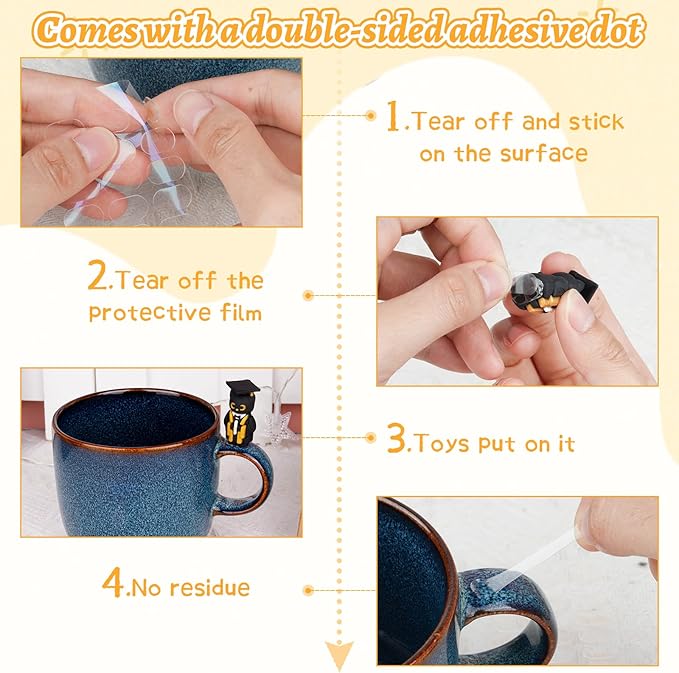 Graduation Gifts Set Class of 2025, 45 PCS Black Cat Figurines with Cap Diploma, PVC Mini Cat Resin Hide Prank Figures for Storage Bag for Student Gifts Party Favor