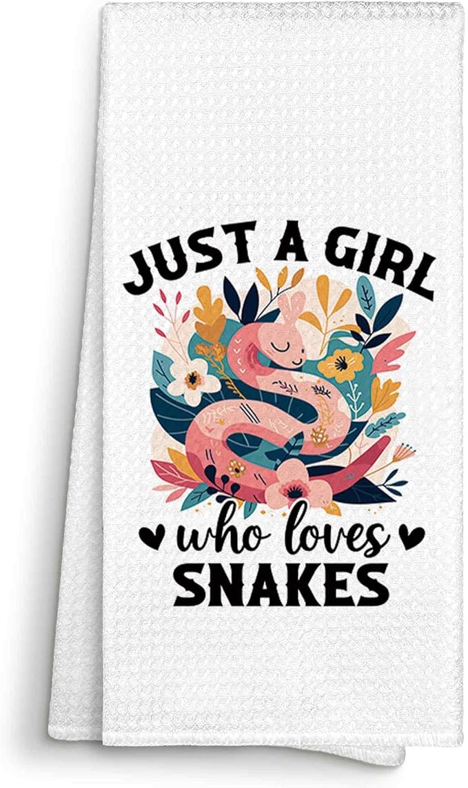 Just a Girl Who Loves Snakes Kitchen Towels Decorative Gifts for Snake Lovers Women 16x24, Snake Dish Towel Cloths Dishcloths Tea Towel, Snake Bathroom Kitchen Hand Towel Decor
