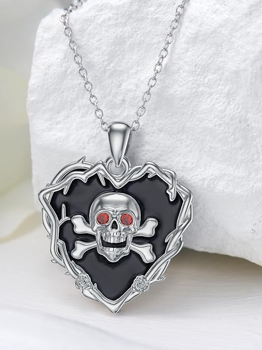 Gothic Necklace 925 Sterling Silver Cat Pumpkin/Spider/Skull Necklace Gothic Jewelry for Women Daughter