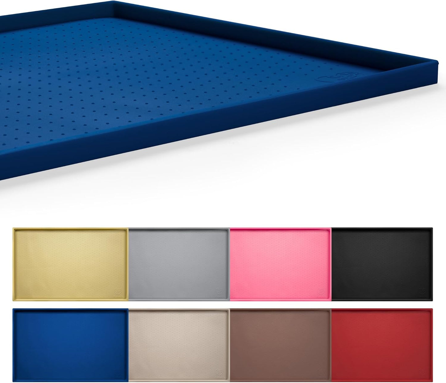 Hubulk Dog Feeding Mat,100% Waterproof Food Grade Silicone Pet Food and Water Bowl Placemat,Dishwasher, High Raised Edge to Prevent Spills,Nonslip Tray to Stop Messes on Floor(28"x18"x0.8", Navy)